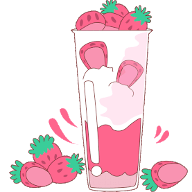 甜点下午茶草莓奶茶饮料饮品卡通粉色gif图素材图片