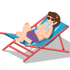 旅游沙滩度假躺椅男人度假喝饮料gif图素材