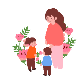 母亲节母爱母亲孩子送花鲜花手绘gif图素材图片