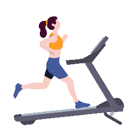 美女锻炼减肥健身跑步机有氧运动健康生活扁平gif图素材