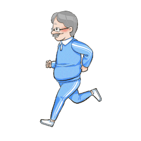 老年人运动跑步健身手绘卡通gif图素材
