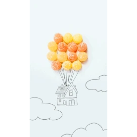 六一儿童节涂鸦糖果热气球天空云朵云彩竖版海报H5视频背景  图片