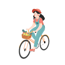 旅行旅游少女骑行单车出游卡通gif图素材