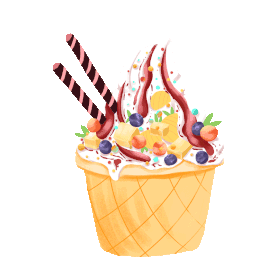 餐饮美食甜点冷饮碗装奶油巧克力蓝莓冰淇淋可爱gif图素材图片