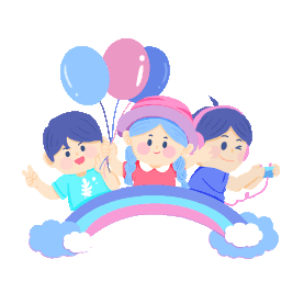 儿童节61六一儿童小孩人物玩耍气球彩虹蓝色gif图素材