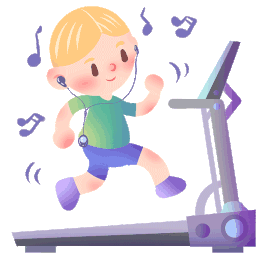 男孩跑步健身运动锻炼跑步机听音乐gif图素材图片