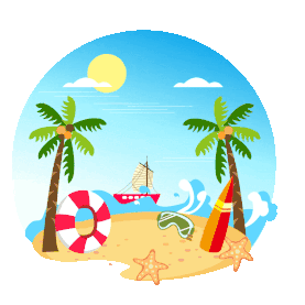 夏天旅游度假假期沙滩海边蓝天白云海岛gif图素材图片