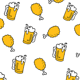 夏天啤酒炸鸡底纹黄色背景装饰动图gif
