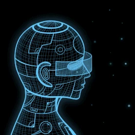 高科技人物未来技术VR眼镜人工智能科技蓝色gif图素材图片