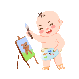 可爱婴儿画画开心启蒙教育宝宝gif图素材