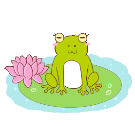 夏天动物池塘边坐在荷叶上的青蛙荷花gif图素材图片