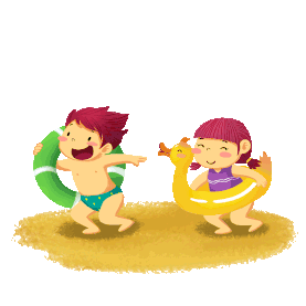 夏天海边沙滩玩耍蹦跳小孩儿童gif图素材图片