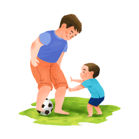 父亲节亲子父子爸爸和孩子踢足球温馨户外活动gif图素材图片
