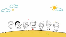 六一儿童节61儿童欢乐蹦跳线条手绘视频背景gif图素材