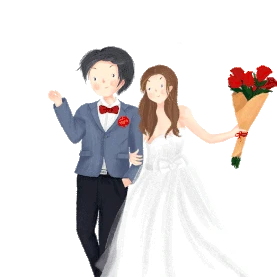 情人节520情侣结婚婚纱摆姿势挥舞花gif图素材图片