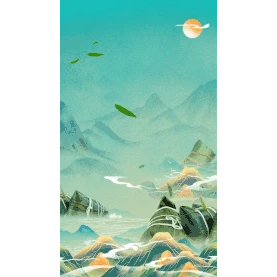 端午节端午山水粽子绿色国潮竖版视频背景海报gif图素材