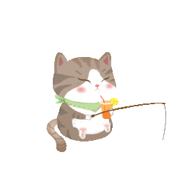 动物猫咪小猫钓鱼喝饮料卡通gif图素材