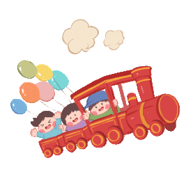 儿童节61六一小孩小火车玩耍气球火车gif图素材图片