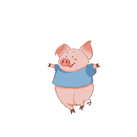 可爱动物小猪跳跃卡通gif图素材