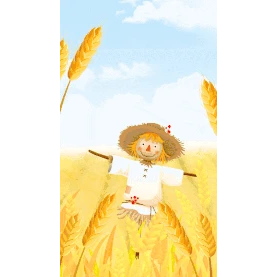 芒种金色麦田稻草人竖版视频海报背景gif图素材