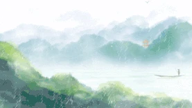 山水小船雨水下雨烟雾水墨中国风视频背景gif图素材