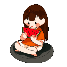 夏天吃西瓜水果小女孩gif图素材图片