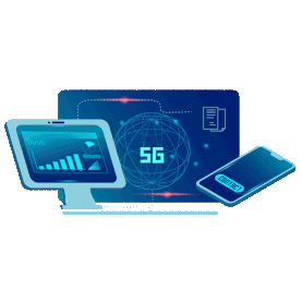 科技5G手机电脑万物互联信息数据蓝色gif图素材图片