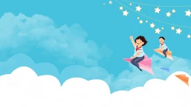 教育梦想学习儿童热气球纸飞机视频背景蓝色gif图素材