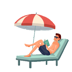 夏天海边度假遮阳伞男人防晒gif图素材图片
