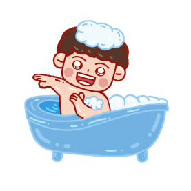 洗澡的男孩泡澡洗漱清洁gif图素材图片
