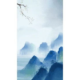 水墨古风山水飞鸟素材中国风竖版视频背景海报H5gif图素材图片
