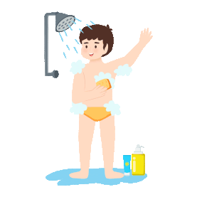 洗澡冲凉男孩淋浴个人卫生清洁gif图素材图片