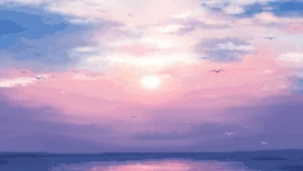 天空大海夕阳治愈唯美写实紫色视频背景gif图素材