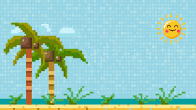 夏天夏日旅行旅游沙滩度假海洋椰子树像素视频背景动图gif