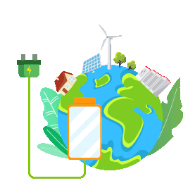 环保地球新能源可再生资源保护环境绿色充电电池gif图素材