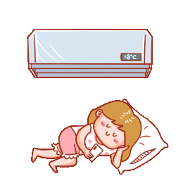 夏天酷暑在家躺着吹空调玩手机的女孩降温防暑清凉gif图素材图片
