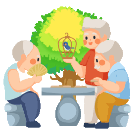 老年人退休生活下棋公园遛鸟娱乐老人gif图素材图片