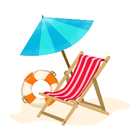 夏天旅游旅行度假沙滩躺椅遮阳伞泳圈gif图素材