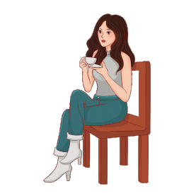 日常生活场景家居女孩坐着喝咖啡喝水喝茶gif图素材