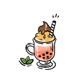 冰淇淋珍珠奶茶咖啡饮品茶杯绿叶可爱动图gif