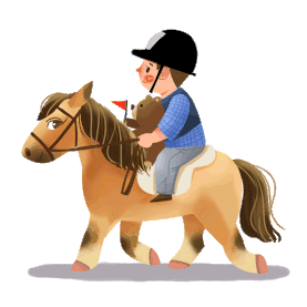男孩儿童小孩孩子骑马走gif图素材