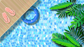 夏天绿叶泳池水面植物清爽蓝色视频背景gif图素材