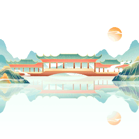 中国风国潮山水廊桥古风风景gif图素材图片