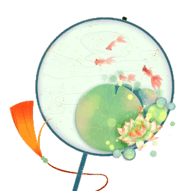 夏天扇子扇面团扇荷叶锦鲤中国风gif图素材图片