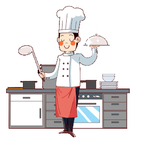 餐饮厨房厨师掌勺大厨端菜gif图素材图片