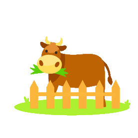 农场牛吃草惬意悠闲可爱萌动物gif图素材图片