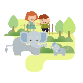 动物园大象儿童参观游玩周末小孩gif图素材