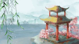浪漫樱花湖景古风水墨诗词朗诵中国风视频背景gif图素材