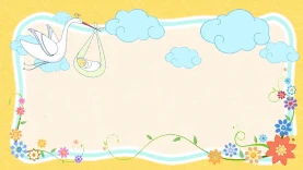 童趣卡通黄色边框鸟飞翔视频背景gif图素材