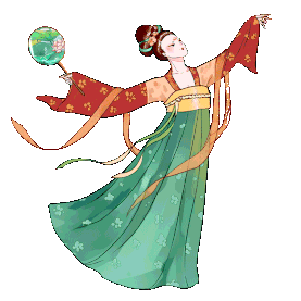 中国唐朝跳舞侍女人物古风水彩gif图素材